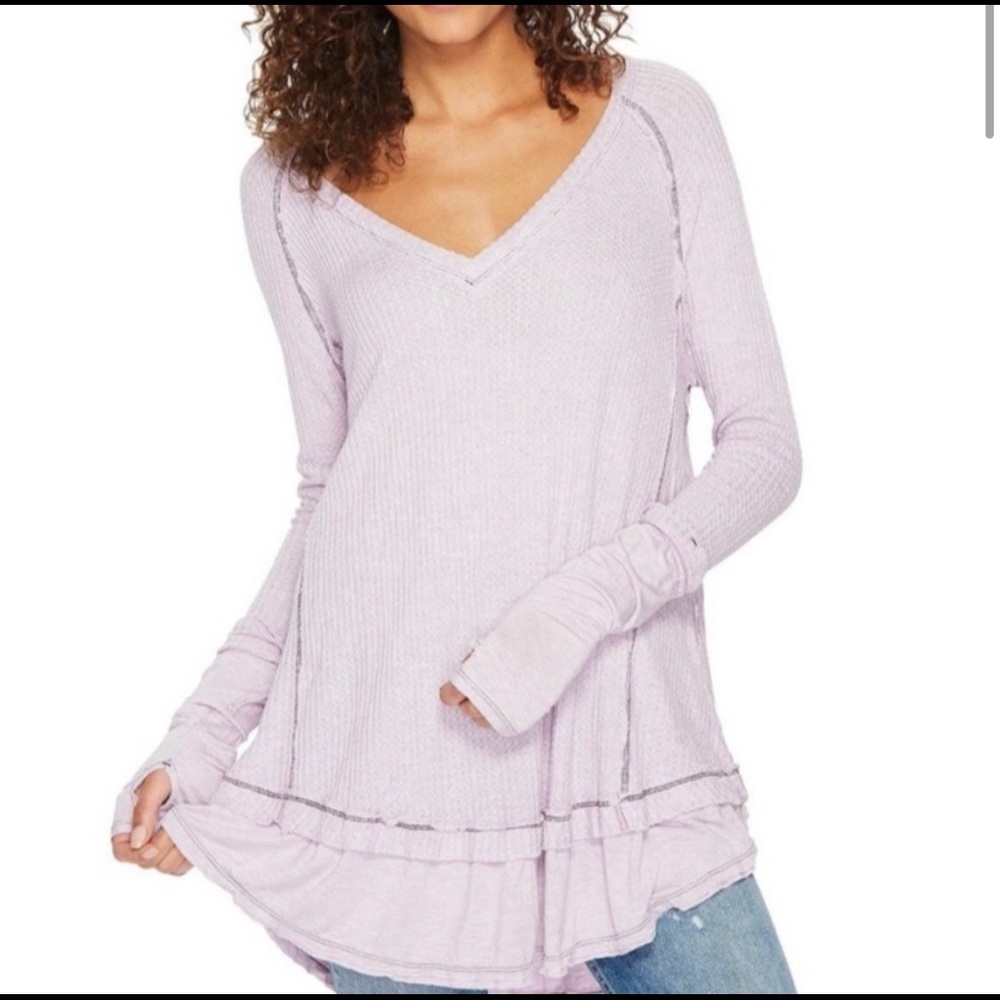 FREE PEOPLE LILAC THERMAL TOP